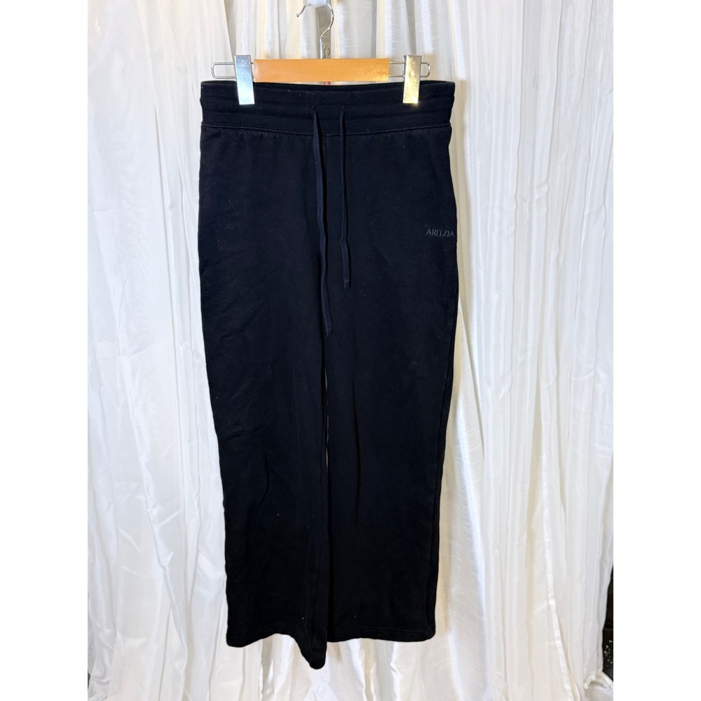 Aritzia Sweatfleece Sweatpants Womens XS Black Wide Leg Perfect Fit Drawstring